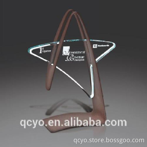 2014 latest double color trophy awards with clear base for wholesale